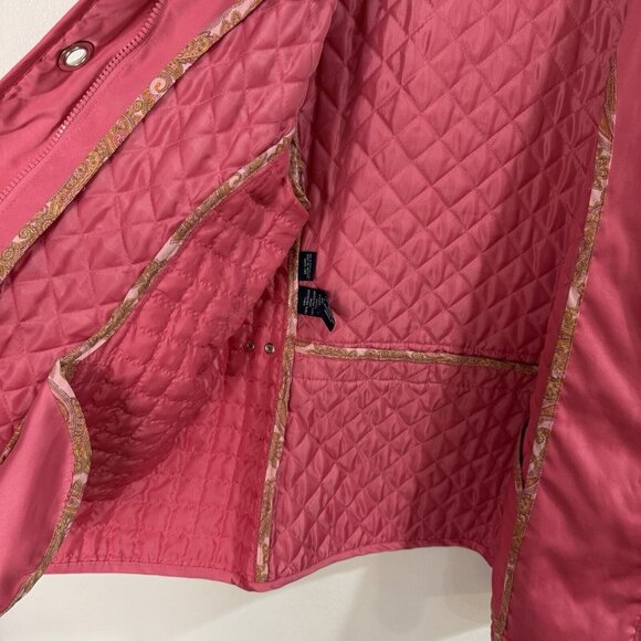 Jones New York Coat Signature Jacket L Quilted Pink Zip Front Barbie Grommets - Picture 7 of 10